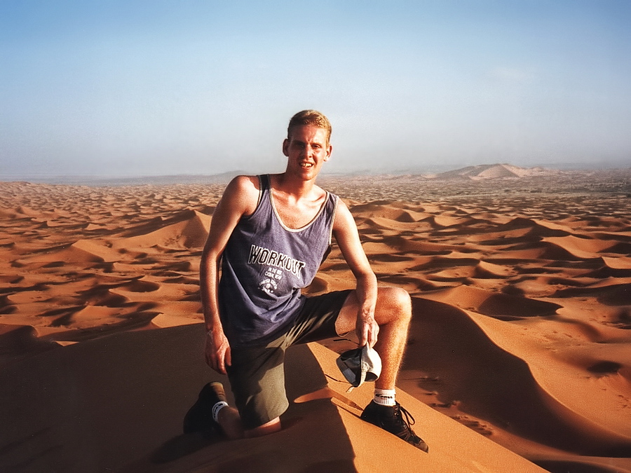 Merzouga - Stefan Sunset at on of the highest sand dunes. Stefan Cruysberghs